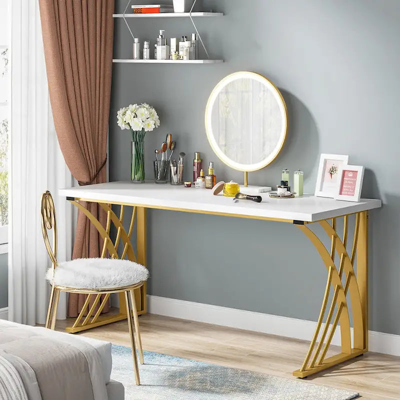 55 inch Modern White Computer Desk