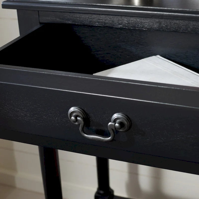 Classic Two-Drawer Console Table with Open Bottom Shelf White