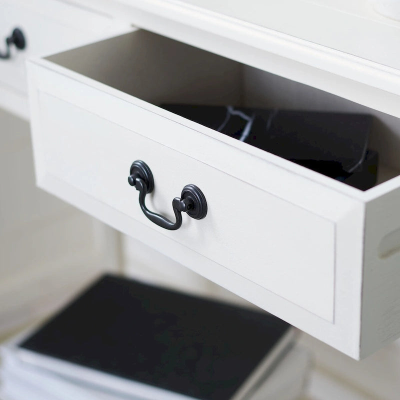 Classic Two-Drawer Console Table with Open Bottom Shelf White