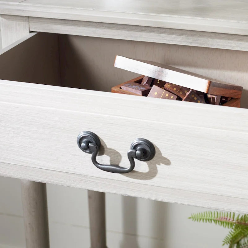 Classic Two-Drawer Console Table with Open Bottom Shelf White