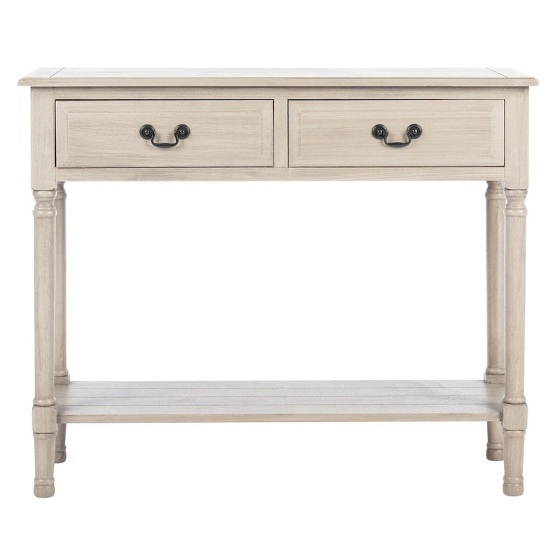 Classic Two-Drawer Console Table with Open Bottom Shelf White