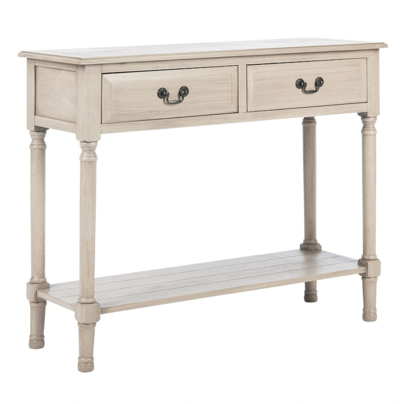 Classic Two-Drawer Console Table with Open Bottom Shelf White