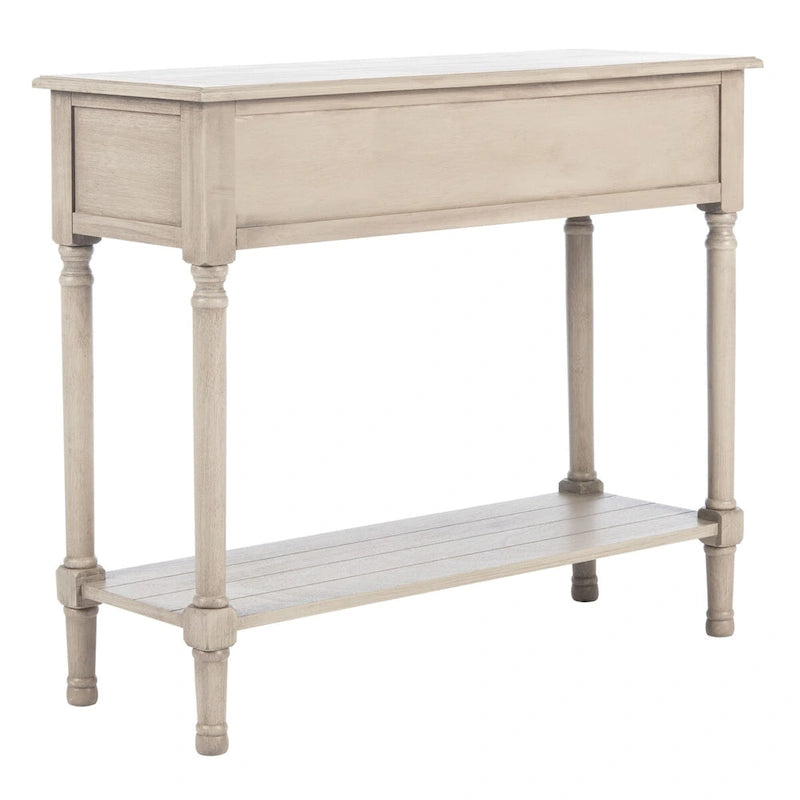 Classic Two-Drawer Console Table with Open Bottom Shelf White