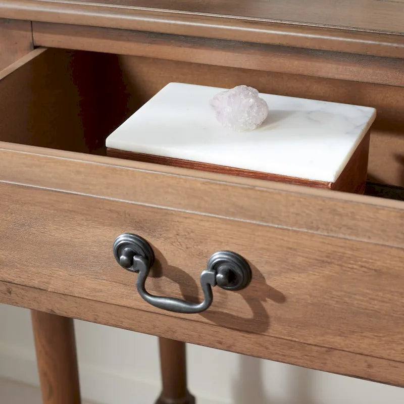 Classic Two-Drawer Console Table with Open Bottom Shelf White
