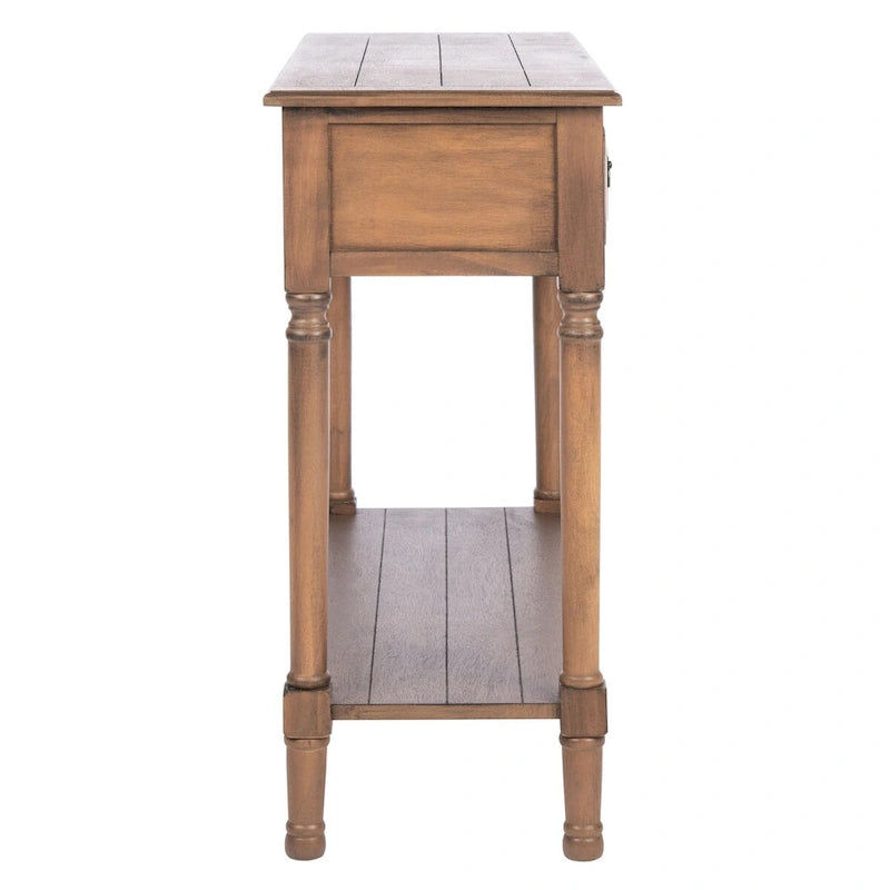Classic Two-Drawer Console Table with Open Bottom Shelf White