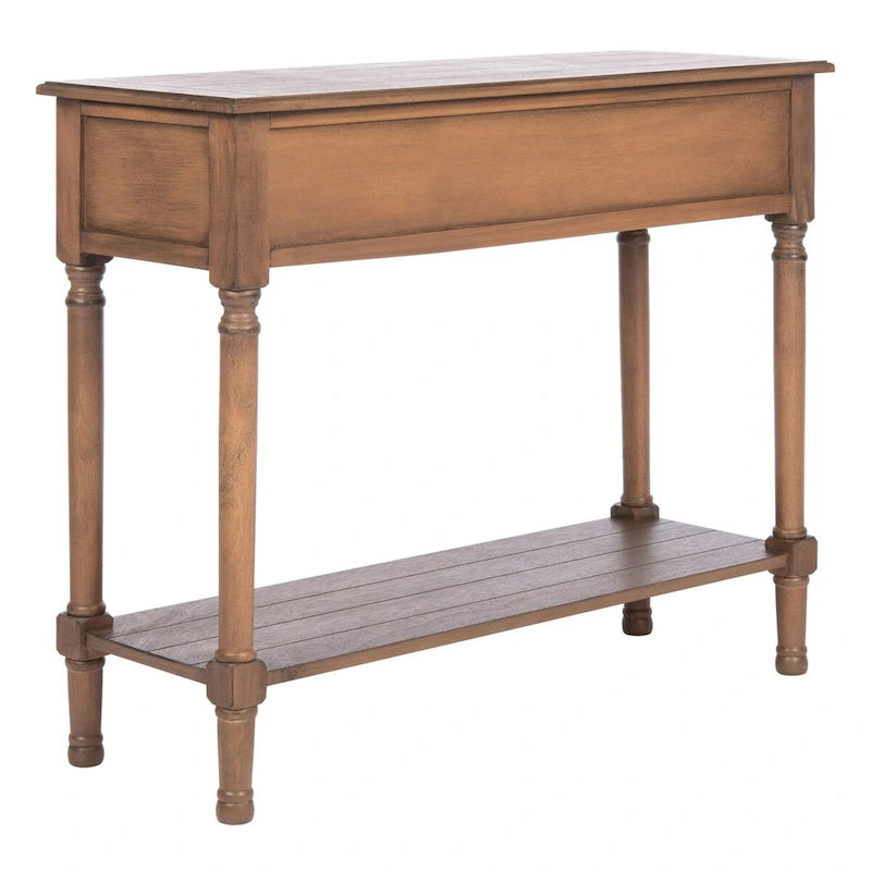 Classic Two-Drawer Console Table with Open Bottom Shelf White