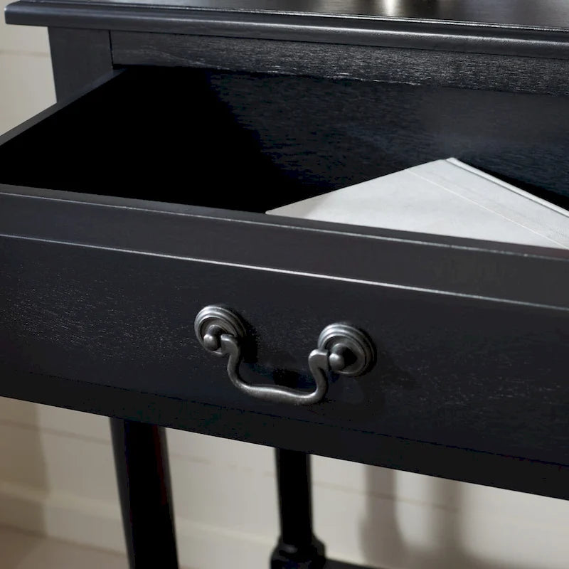 Classic Two-Drawer Console Table with Open Bottom Shelf White