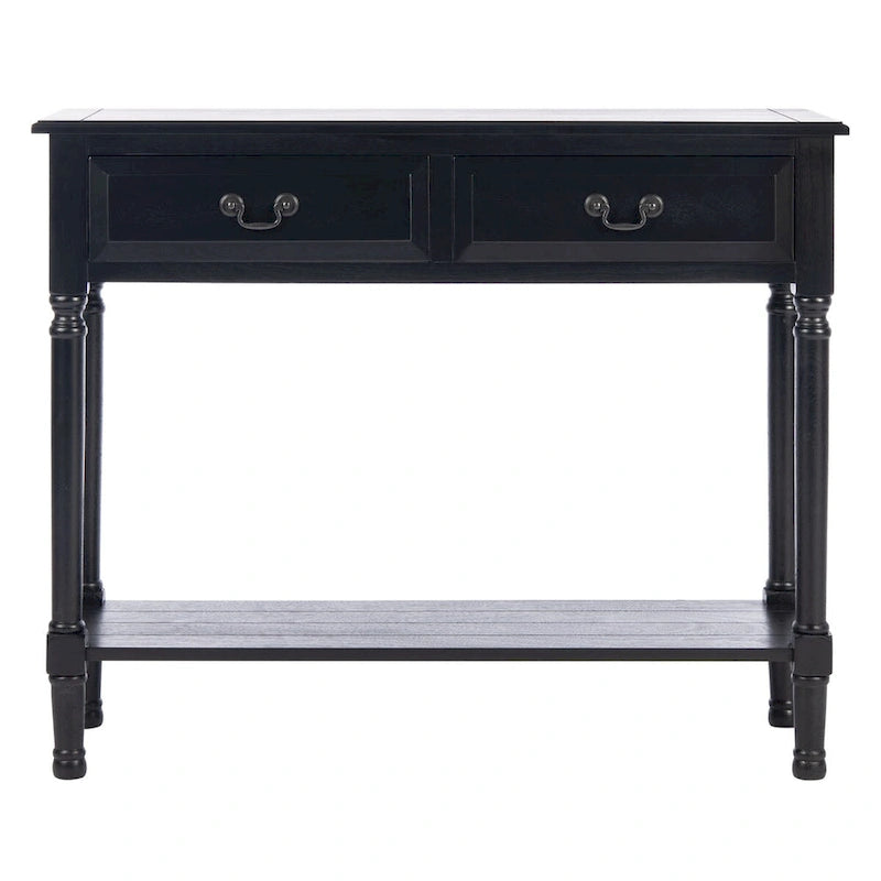 Classic Two-Drawer Console Table with Open Bottom Shelf White