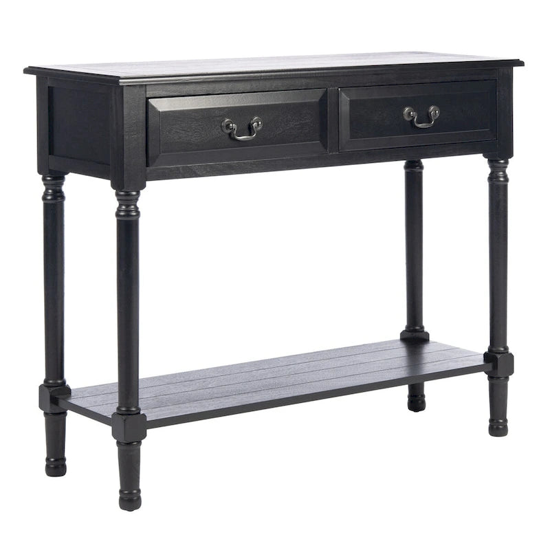 Classic Two-Drawer Console Table with Open Bottom Shelf White