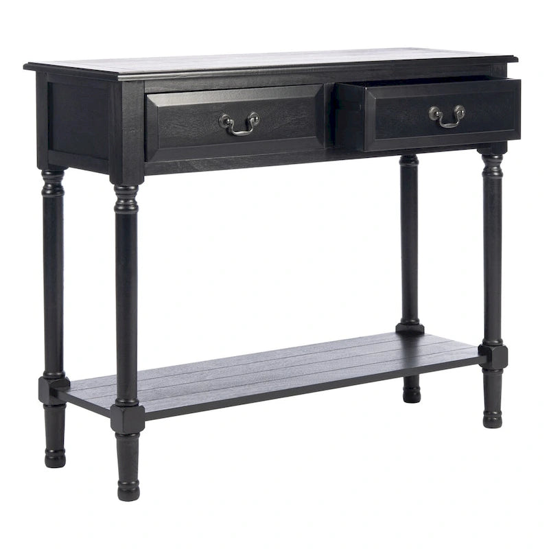 Classic Two-Drawer Console Table with Open Bottom Shelf White