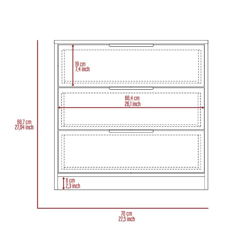 3-Drawer Dresser with Espresso Frame and Light Oak Drawer Fronts