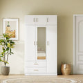 3-Door Bedroom Wardrobe with Mirror, 2 Drawers and Top Cabinet