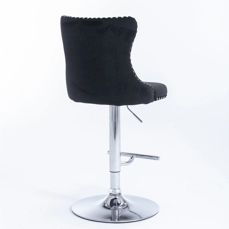 Swivel Velvet Barstools Adjusatble Seat Height from 25-33 Inch,Upholstered Chrome base Bar Stools with Backs,Set of 2