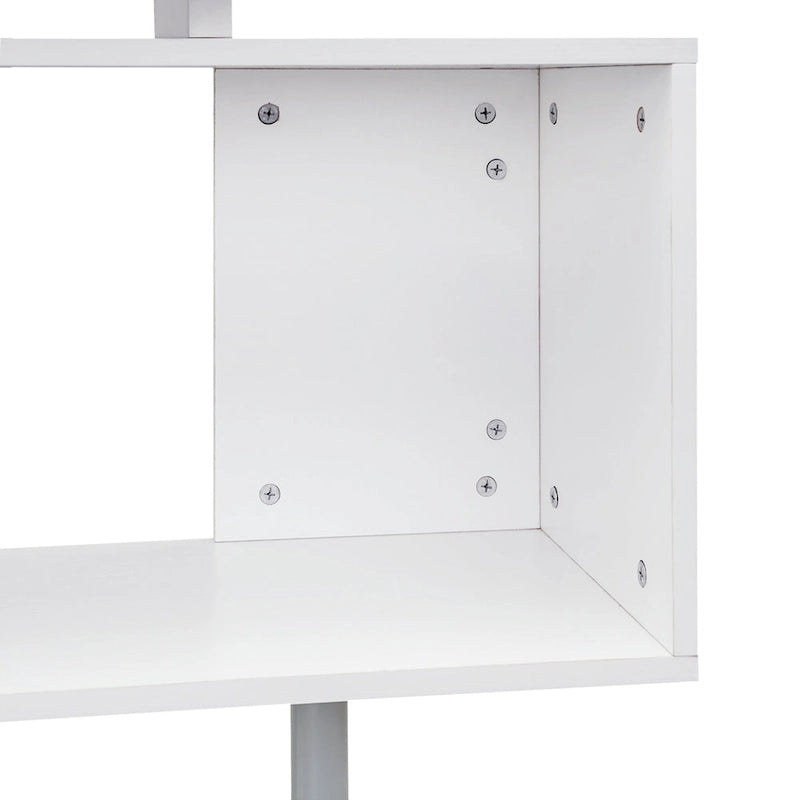 Modern L-Shaped Home Office Workstation with 3-Tier Storage Shelves