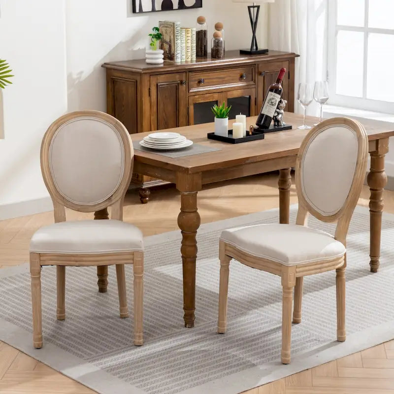 French Style Solid Wood Antique Dining Chair, Set of 2