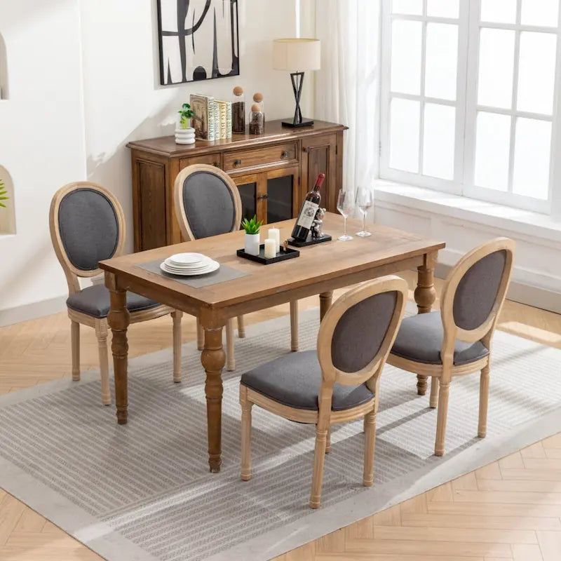 French Style Solid Wood Antique Dining Chair, Set of 2