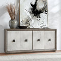 Distressed Grey Antique White Four-Door Concrete Laminate Reclaimed Pine Sideboard Buffet