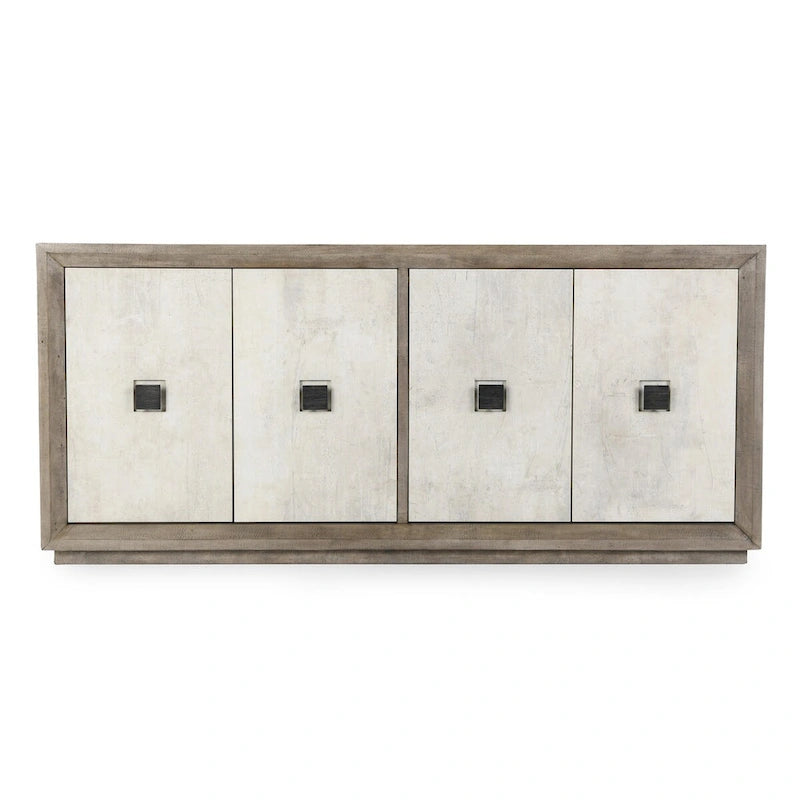 Distressed Grey Antique White Four-Door Concrete Laminate Reclaimed Pine Sideboard Buffet