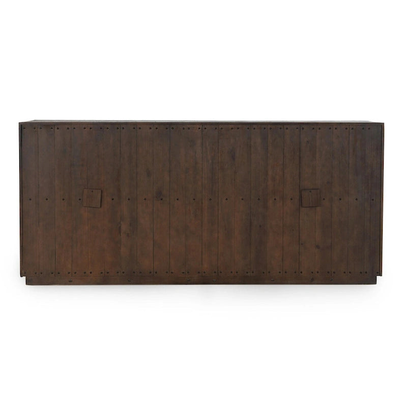 Distressed Grey Antique White Four-Door Concrete Laminate Reclaimed Pine Sideboard Buffet