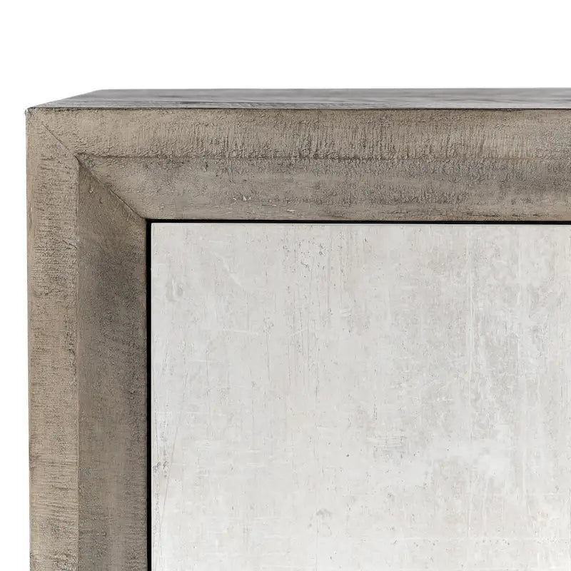Distressed Grey Antique White Four-Door Concrete Laminate Reclaimed Pine Sideboard Buffet