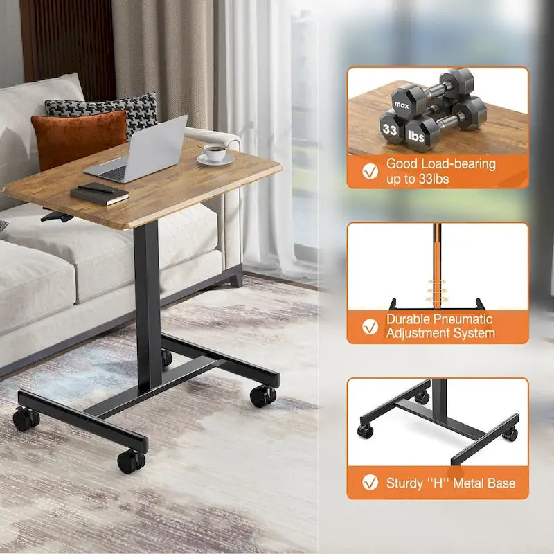 Mobile Rolling Standing Desk with Adjustable Height