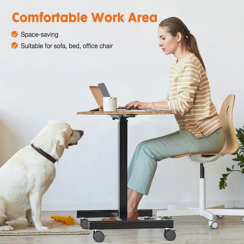 Mobile Rolling Standing Desk with Adjustable Height