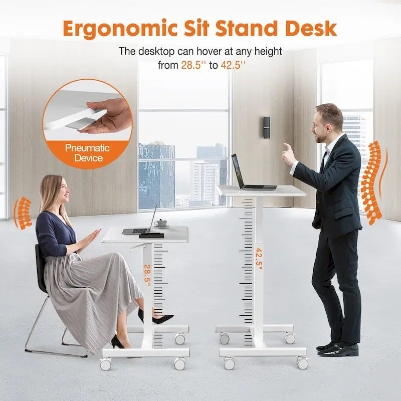 Mobile Rolling Standing Desk with Adjustable Height