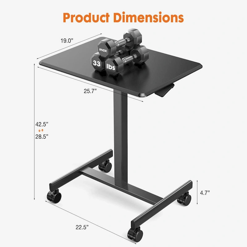 Mobile Rolling Standing Desk with Adjustable Height