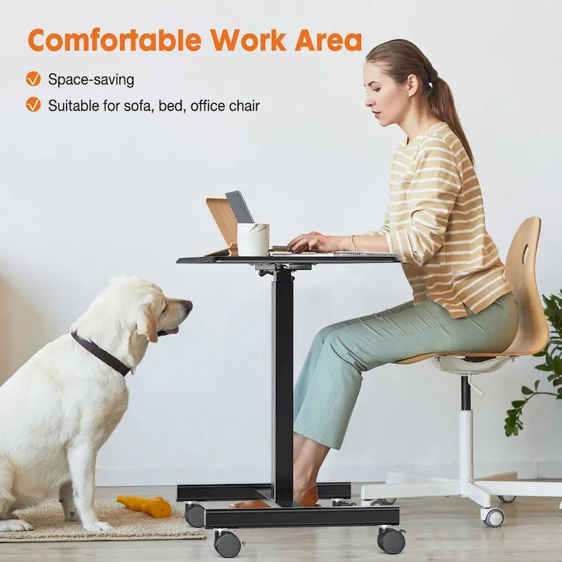 Mobile Rolling Standing Desk with Adjustable Height