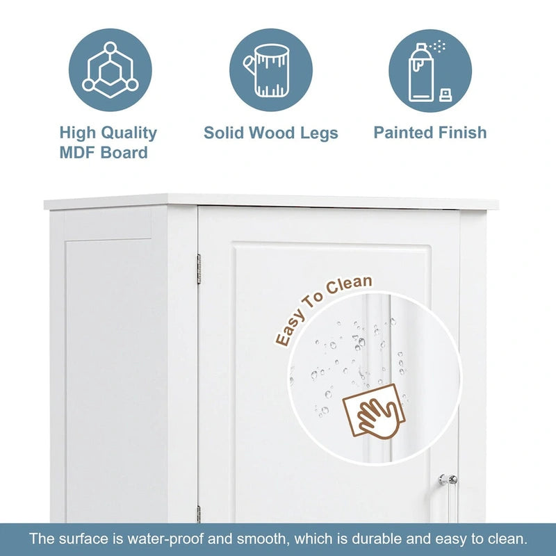 61 Tall Wood 1-door Bathroom Cabinet with Drawers and Adjustable Shelves