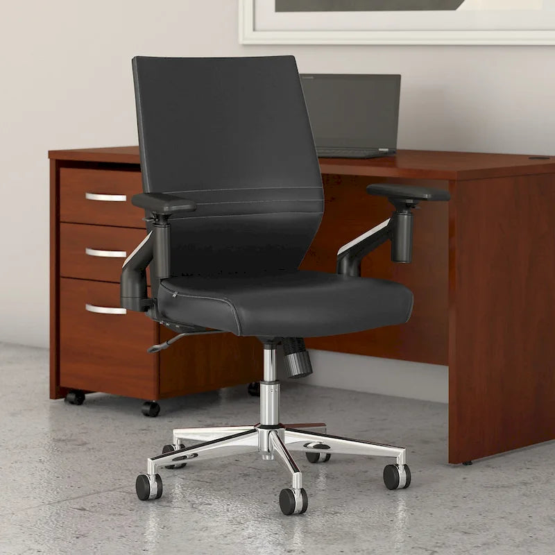 Cabot Mid Back Leather Office Chair by Bush Furniture
