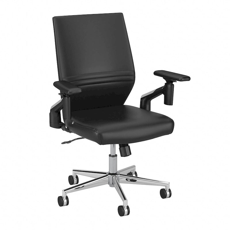 Mid Back Bonded Leather Office Chair with Adjustable Armrests and Chrome Base