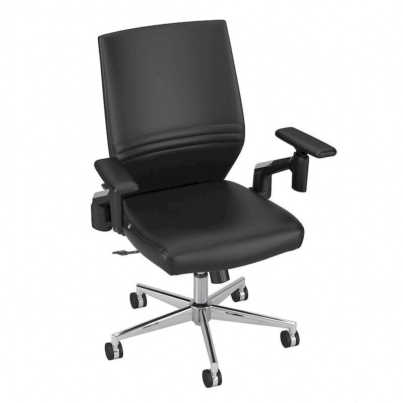 Mid Back Bonded Leather Office Chair with Adjustable Armrests and Chrome Base