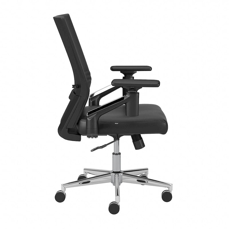 Mid Back Bonded Leather Office Chair with Adjustable Armrests and Chrome Base