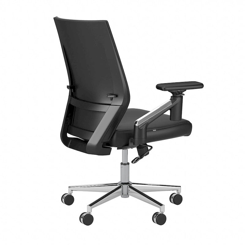 Mid Back Bonded Leather Office Chair with Adjustable Armrests and Chrome Base