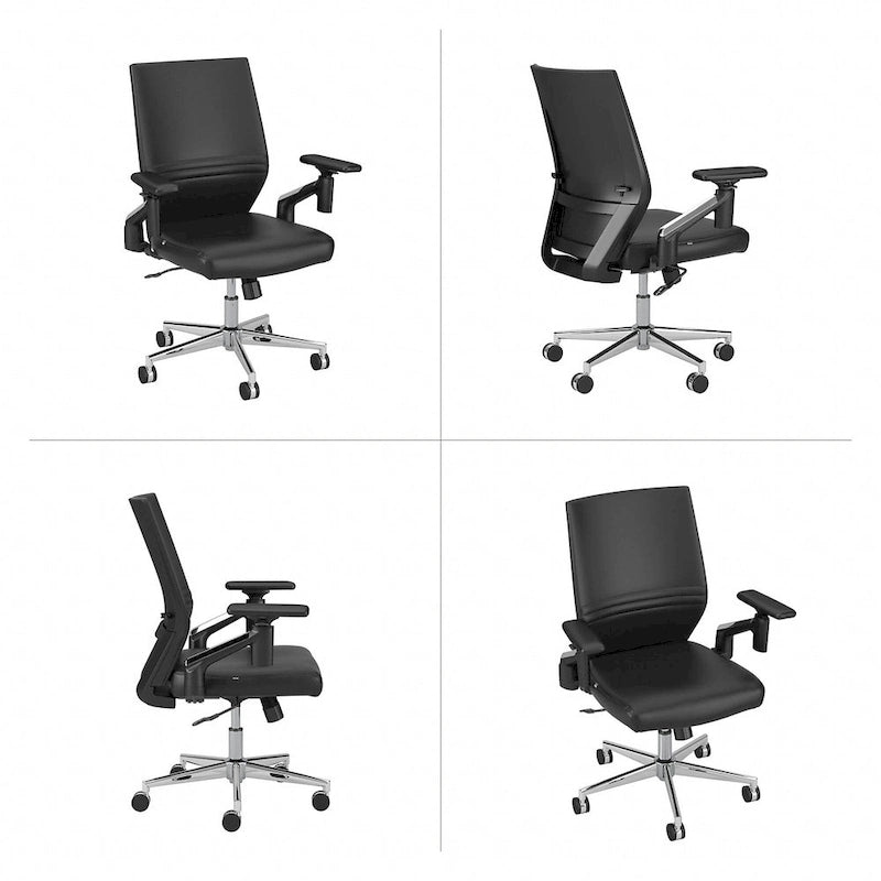 Mid Back Bonded Leather Office Chair with Adjustable Armrests and Chrome Base
