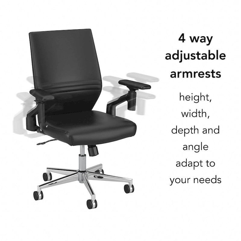 Mid Back Bonded Leather Office Chair with Adjustable Armrests and Chrome Base