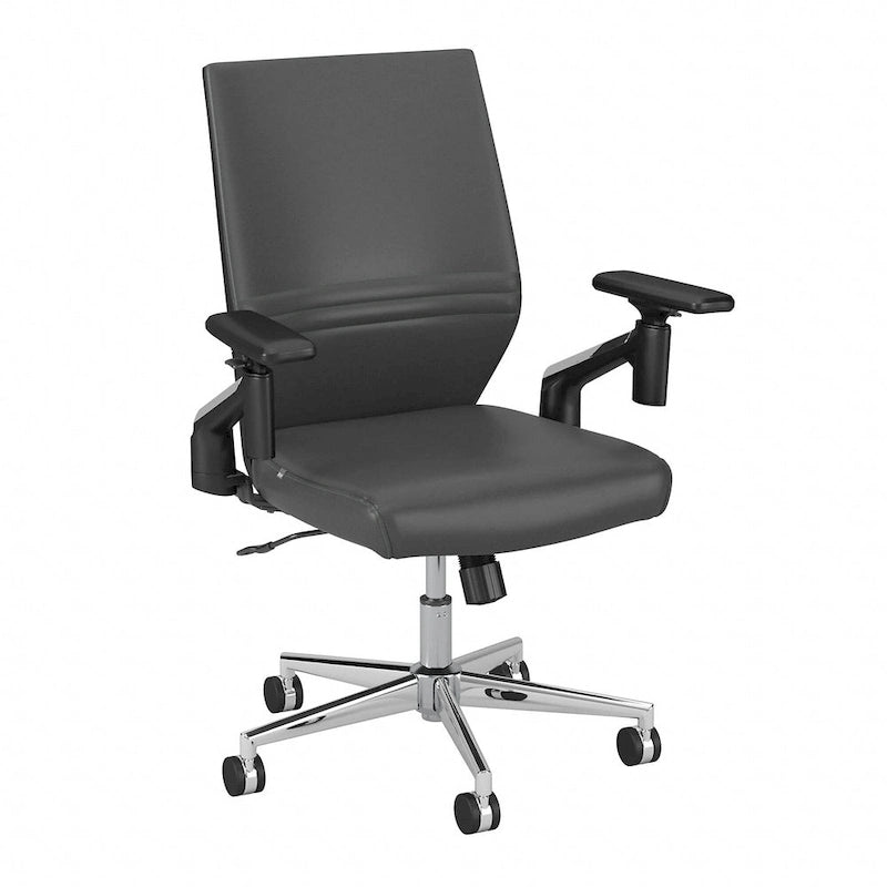 Mid Back Bonded Leather Office Chair with Adjustable Armrests and Chrome Base