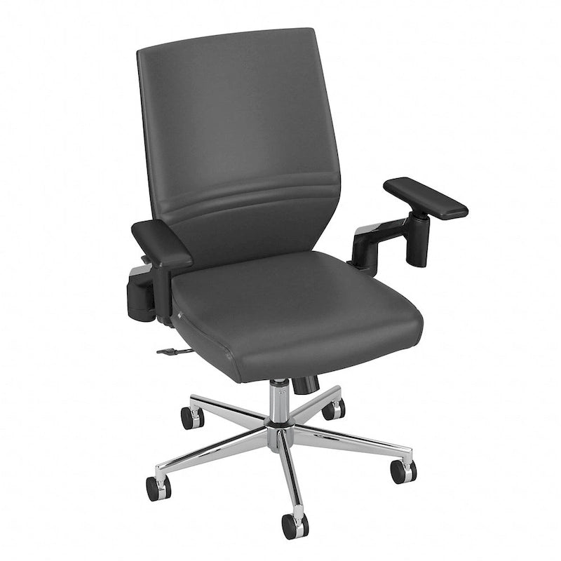 Mid Back Bonded Leather Office Chair with Adjustable Armrests and Chrome Base