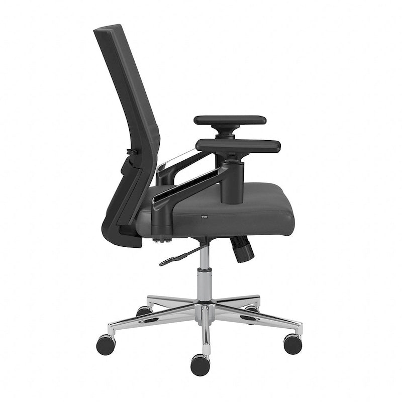 Mid Back Bonded Leather Office Chair with Adjustable Armrests and Chrome Base