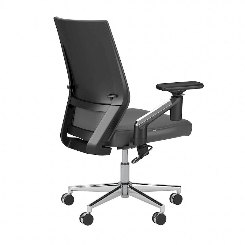 Mid Back Bonded Leather Office Chair with Adjustable Armrests and Chrome Base