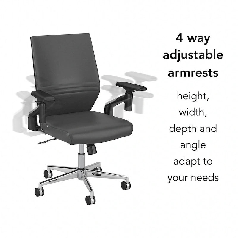 Mid Back Bonded Leather Office Chair with Adjustable Armrests and Chrome Base