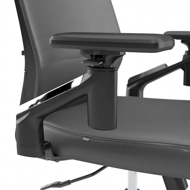 Mid Back Bonded Leather Office Chair with Adjustable Armrests and Chrome Base