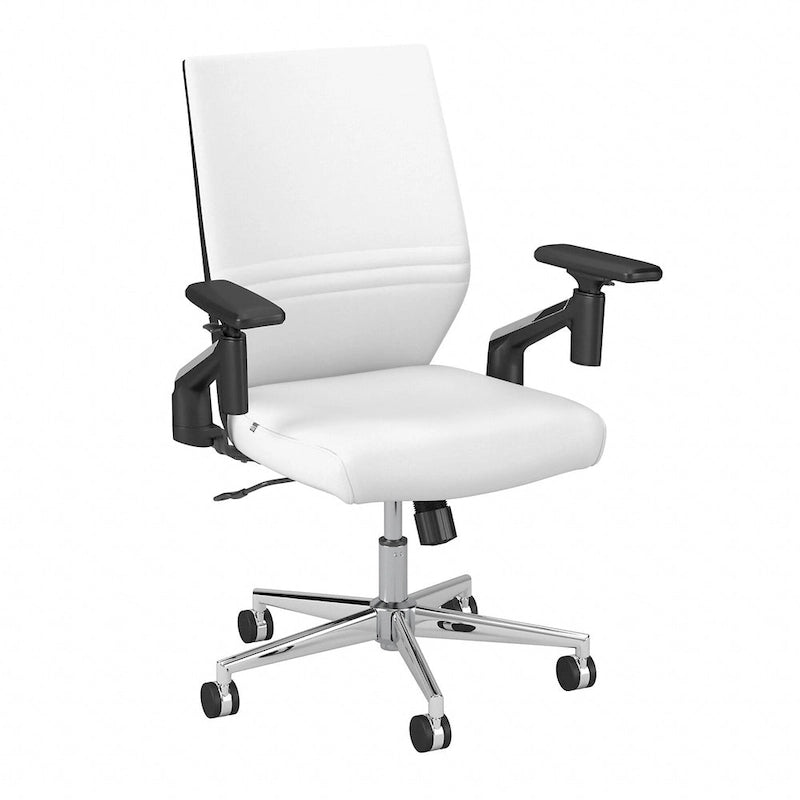 Mid Back Bonded Leather Office Chair with Adjustable Armrests and Chrome Base