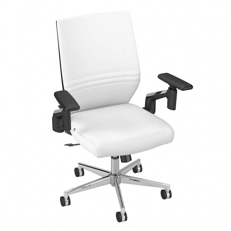 Mid Back Bonded Leather Office Chair with Adjustable Armrests and Chrome Base