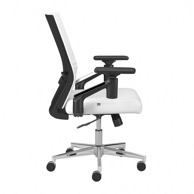 Mid Back Bonded Leather Office Chair with Adjustable Armrests and Chrome Base