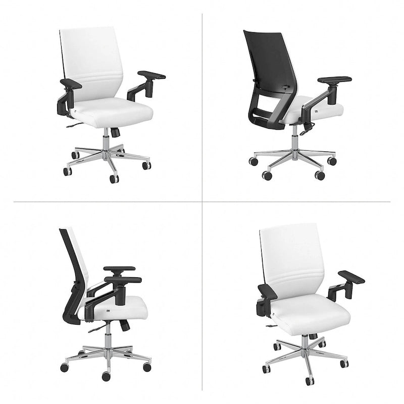 Mid Back Bonded Leather Office Chair with Adjustable Armrests and Chrome Base
