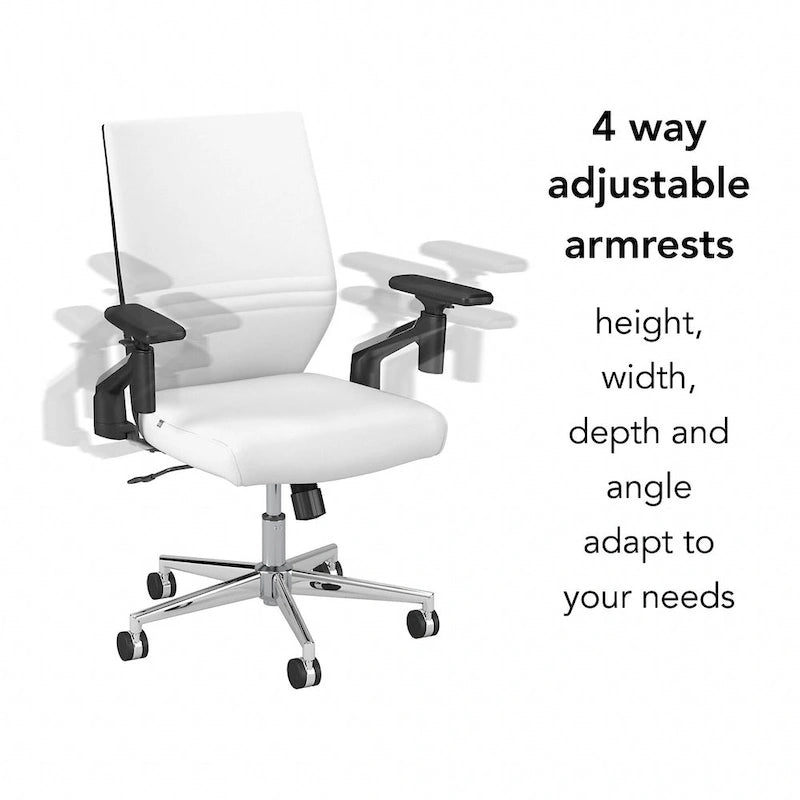 Mid Back Bonded Leather Office Chair with Adjustable Armrests and Chrome Base