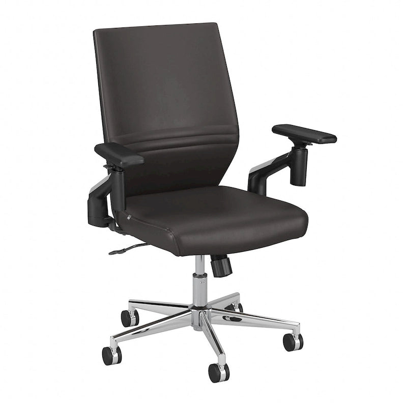Mid Back Bonded Leather Office Chair with Adjustable Armrests and Chrome Base