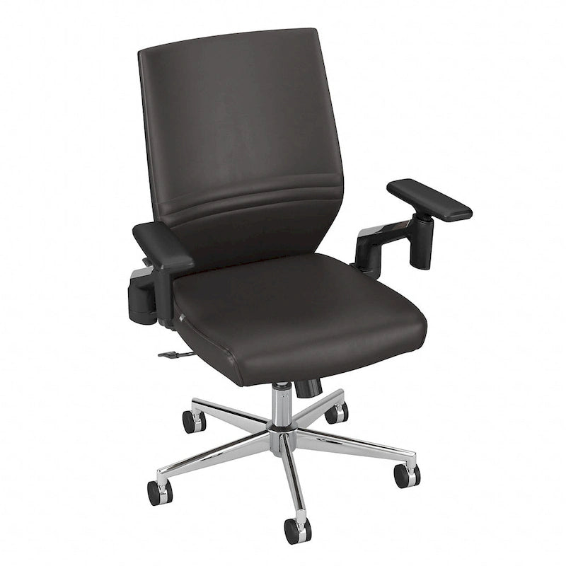 Mid Back Bonded Leather Office Chair with Adjustable Armrests and Chrome Base